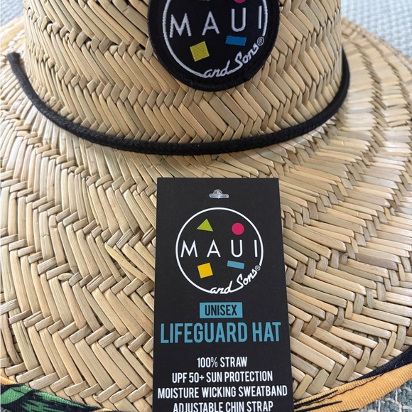 Maui and Sons Straw Lifeguard Hat with Black Trim - Picture 2 of 4